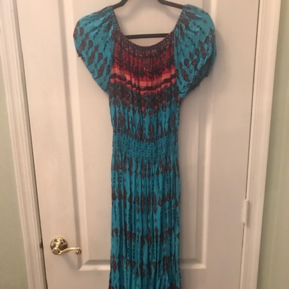 Women's Print Short Sleeve Off the Shoulder Dress